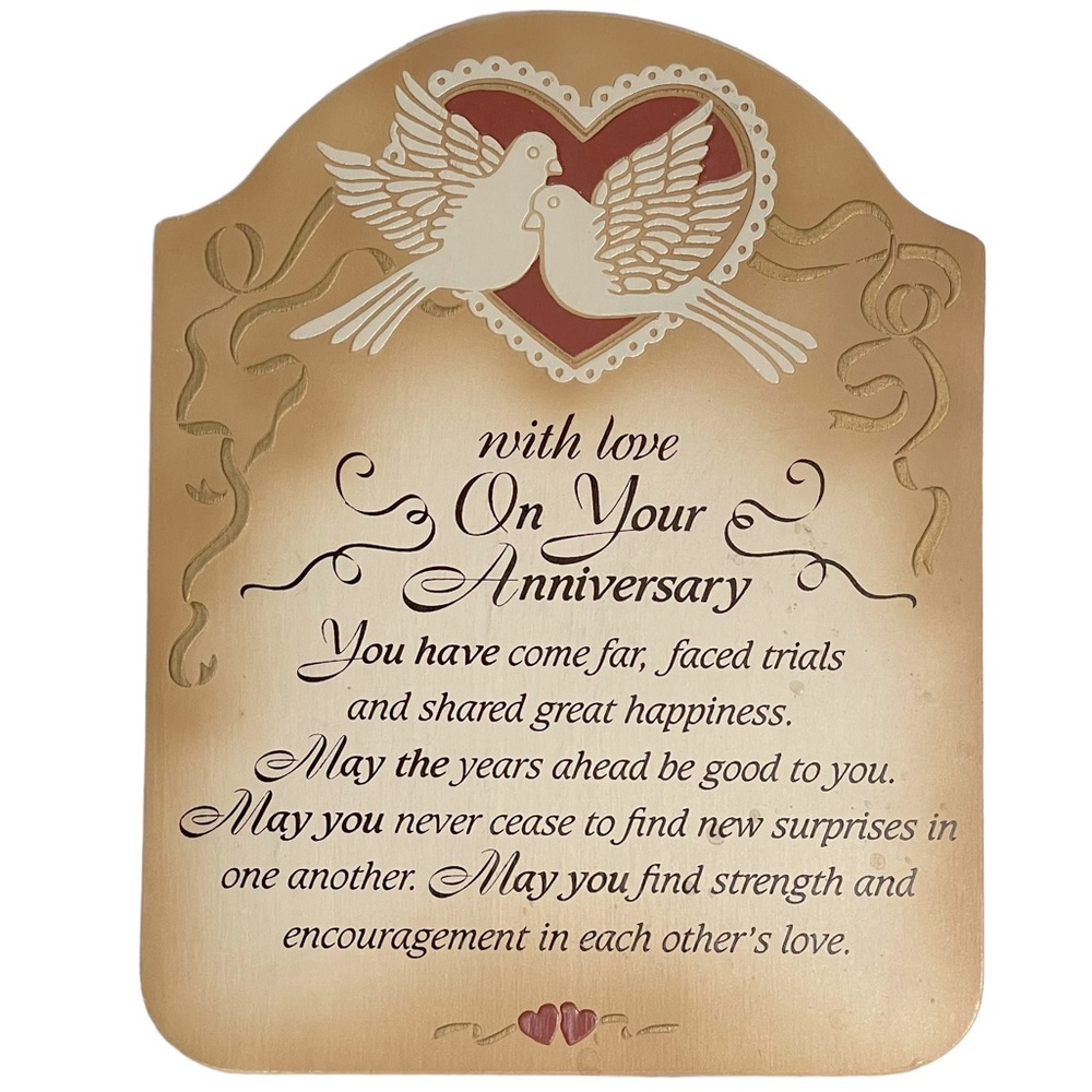 Hand-painted Wooden Anniversary Tabletop or Wall Plaque 7"x9"